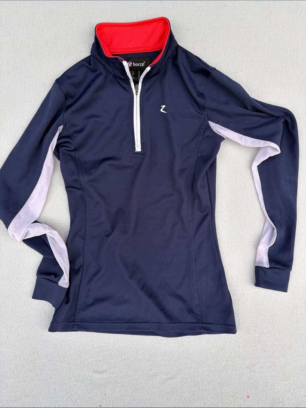 Horze Women's Navy Quarter-Zip Performance Top with Red Collar